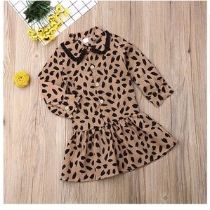 Toddler Kids Baby Girl Party Dresses Chiffon Leopa